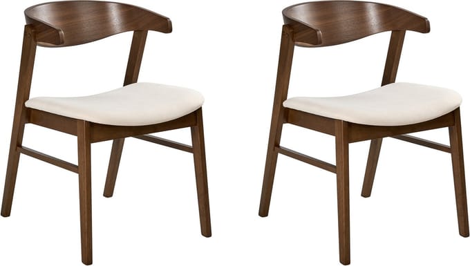 LILLY - Eetkamerstoel set van 2 - Donkerbruin/Gebroken wit - Polyester