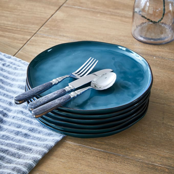 LOBERON Bord set van 6 Biarré blauw
