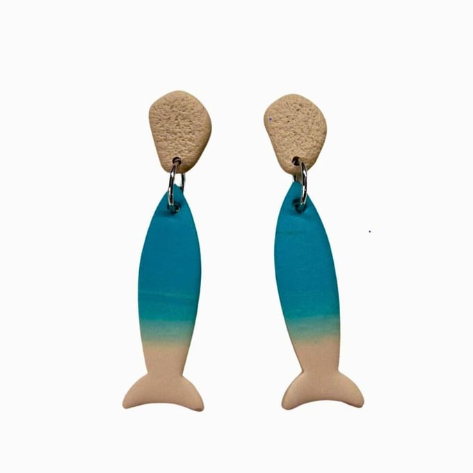 2 Love It – Vis zand en zeegroen – dames – oorhangers – rvs