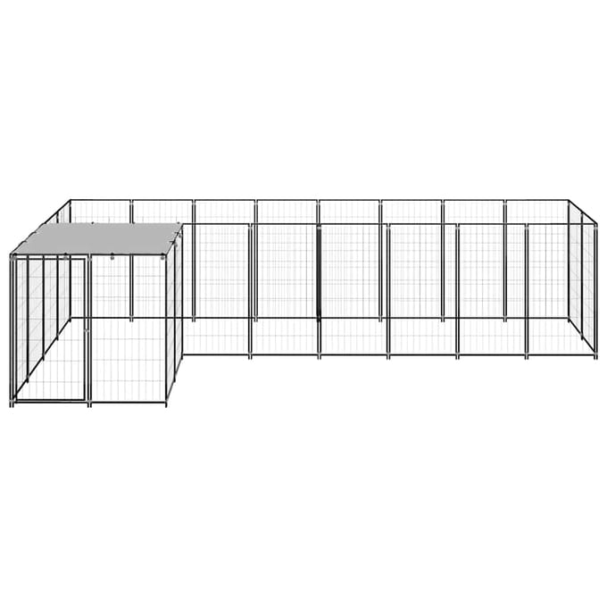 vidaXL - Hondenkennel - 6,05 - m² - staal - zwart