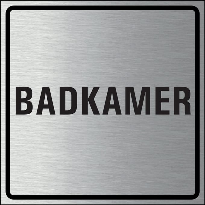 Badkamer bordje, geborsteld aluminium 100 x 100 mm