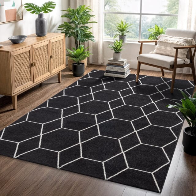 Muratap Trellis uni effen laagpolig vloerkleed modern 80x150 cm
