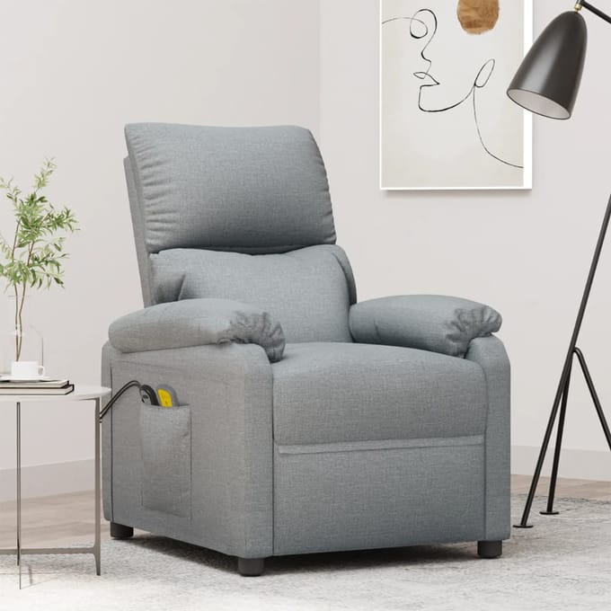 vidaXL - Massagestoel - elektrisch - stof - lichtgrijs