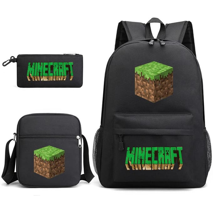 Minecraft Schooltas Game Merchandise Student Grote Capaciteit Print Drie Delige Schooltas Mannen En Vrouwen Three-piece set