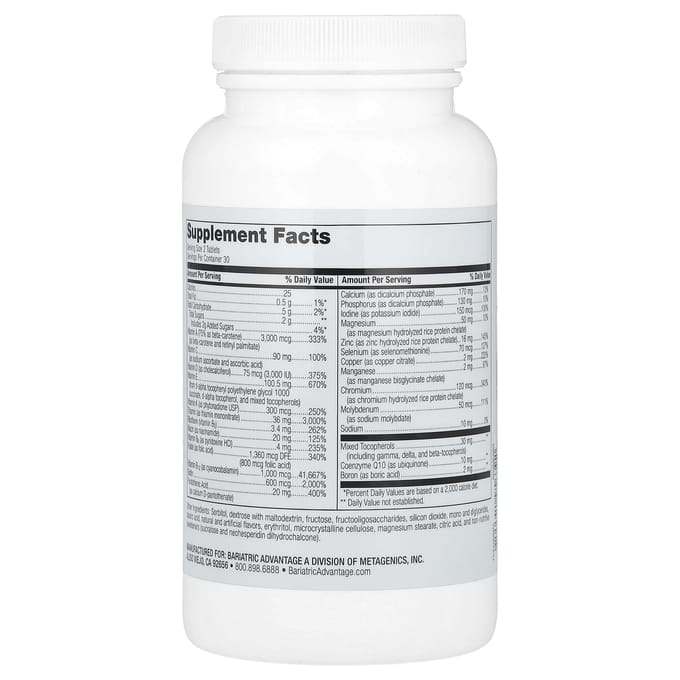 Bariatric Advantage, Chewable Advanced Multi EA, ijzervrij, gemengde fruitsmaak, 60 tabletten
