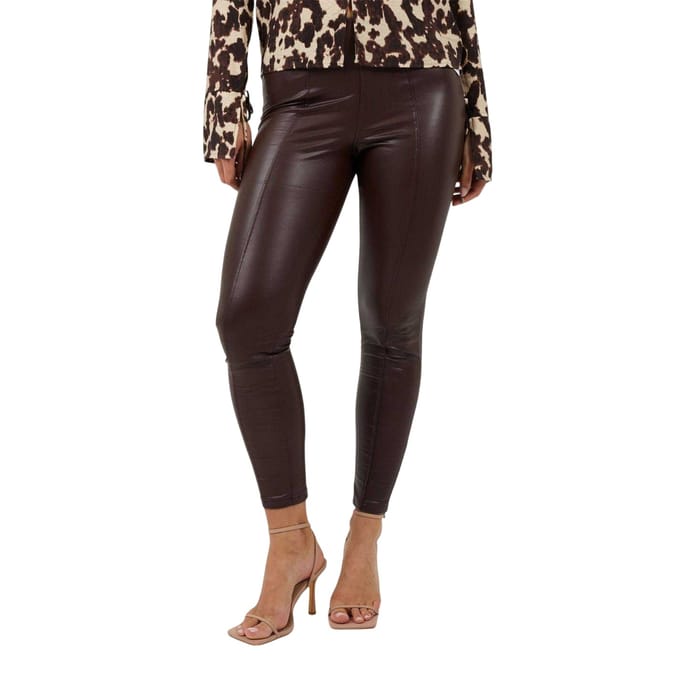 Brave Soul Dames/Dames Legging Kunstleer (Donkere chocolade)