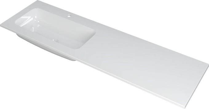 INK Faktor wastafel polystone links met 1 kraangat, 160x45x1,5cm, glans wit