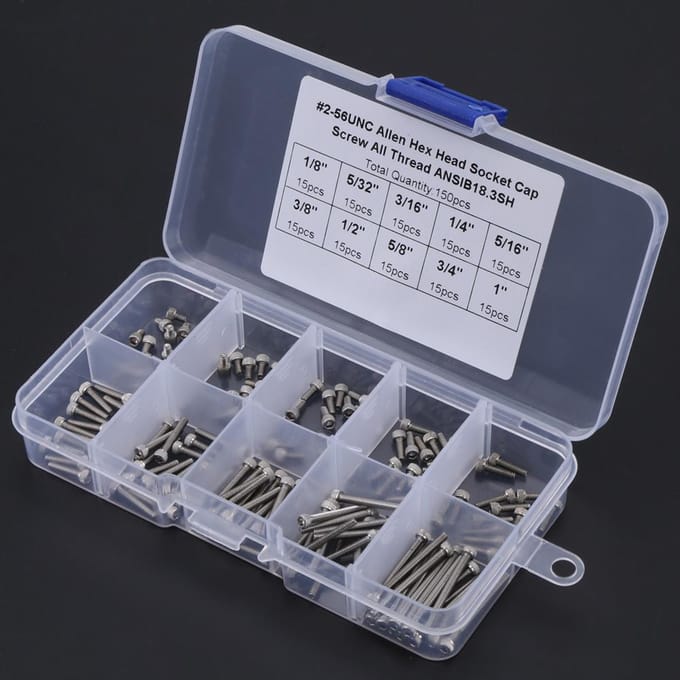 150 STUKS 9 Maten Zeskantbouten Assortimentset met Plastic Doos #2?56 UNC