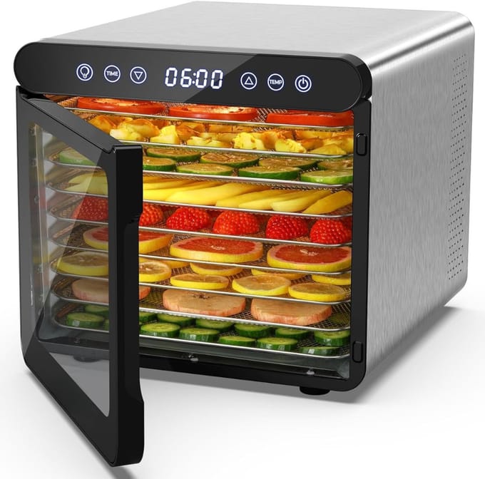 RWB® Voedseldroger - Dehydrator - Droogoven - Zwart/Zilver - 41cm x 34cm x 32cm