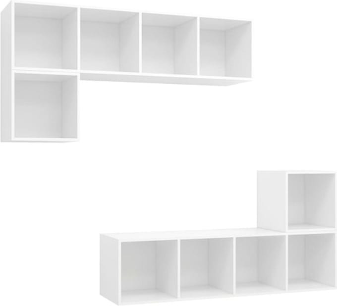 vidaXL - 4-delige - Tv-meubelset - bewerkt - hout - wit