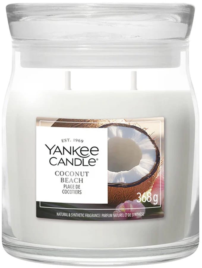 Yankee Candle - Coconut Beach Medium Geurkaars - 50 branduren - 2 lonten