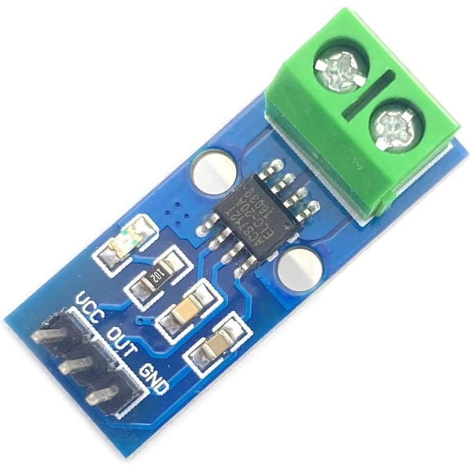 ACS712ELC 20A Stroomsensor Module | Hoge Gevoeligheid tot 20A | Eenvoudige Integratie | Robuust Ontwerp, Groen, 27,4 mm x 11,8 mm groen