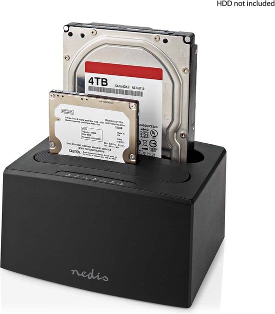 Nedis Docking Station voor Harde Schijf - USB 3.2 Gen1 - USB Type-A - 2 Schijven - 2.5 / 3.5 " - Kaartlezer - Docking - Desktop