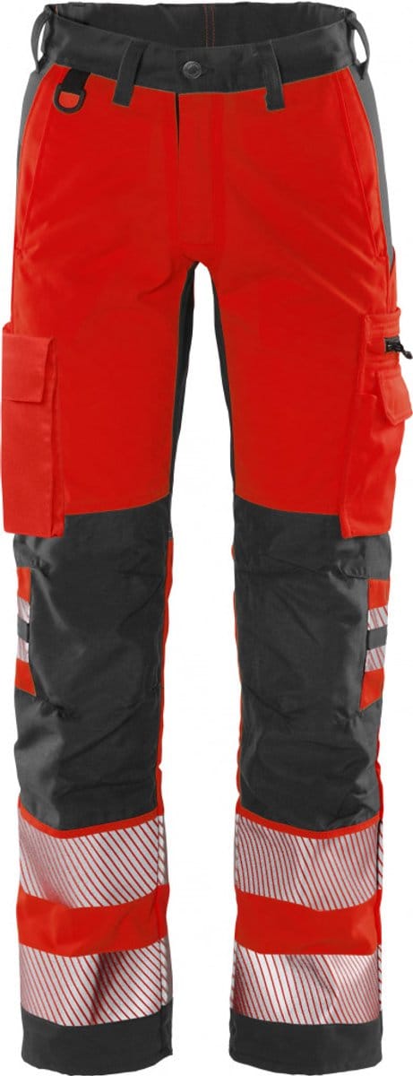 Fristads Hi Vis Werkbroek Klasse 2 Flexforce - Hi-Vis rood/zwart - D112