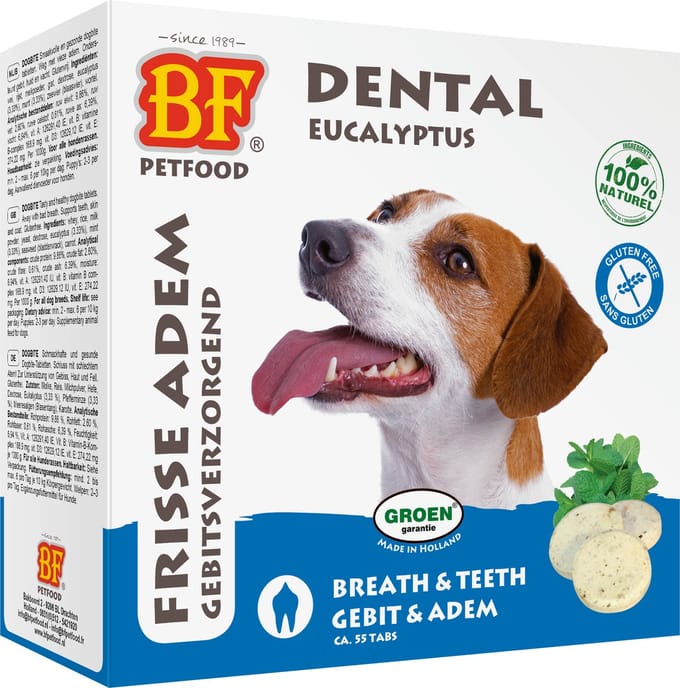 BF Petfood tabletten Dental Eucalyptus frisse adem gebitsverzorgend