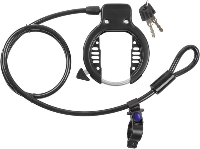 Ringloop frameslot met kabel - zwart