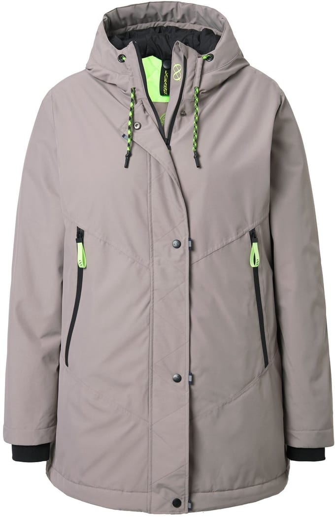 Laurasøn - Dames - Functionele jas capuchon 2-wegrits - Donkertaupe - Maat 44+