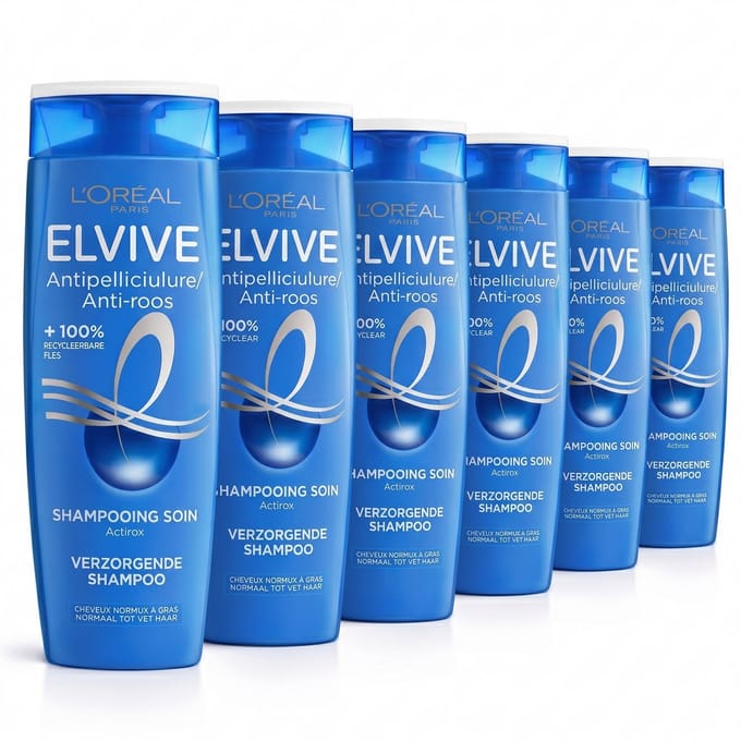 6x L'Oréal Elvive Shampoo 300 ml Anti Roos