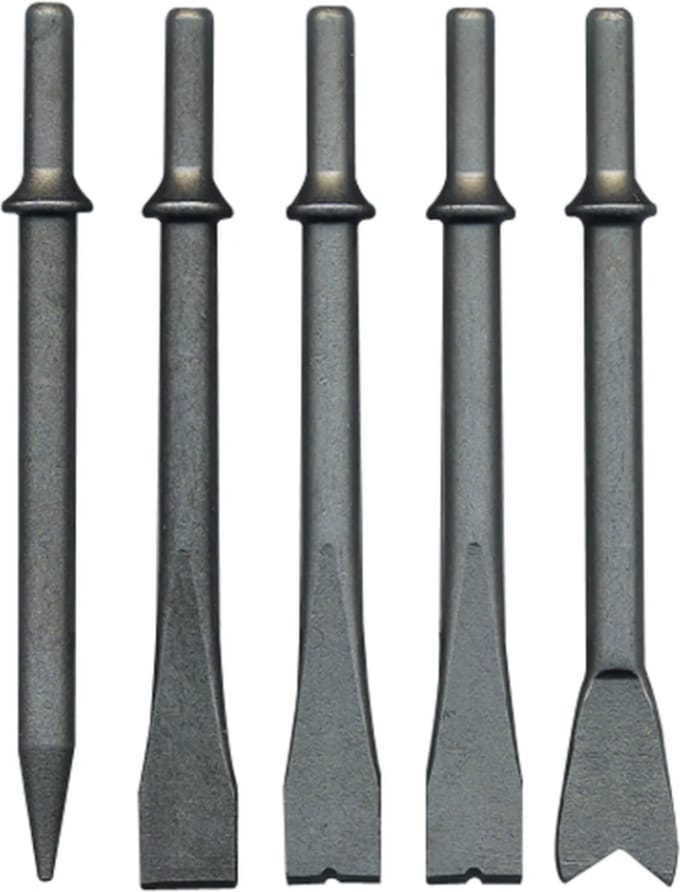 CriKo set van 5 beitels voor compressor hakhamer - Zeskant schacht Ø 10.2 mm - Lengte 175 mm