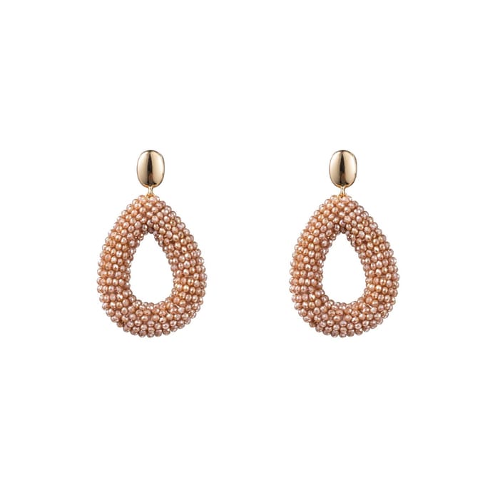 Go Dutch Label Oorknoppen full on beads drop Beige
