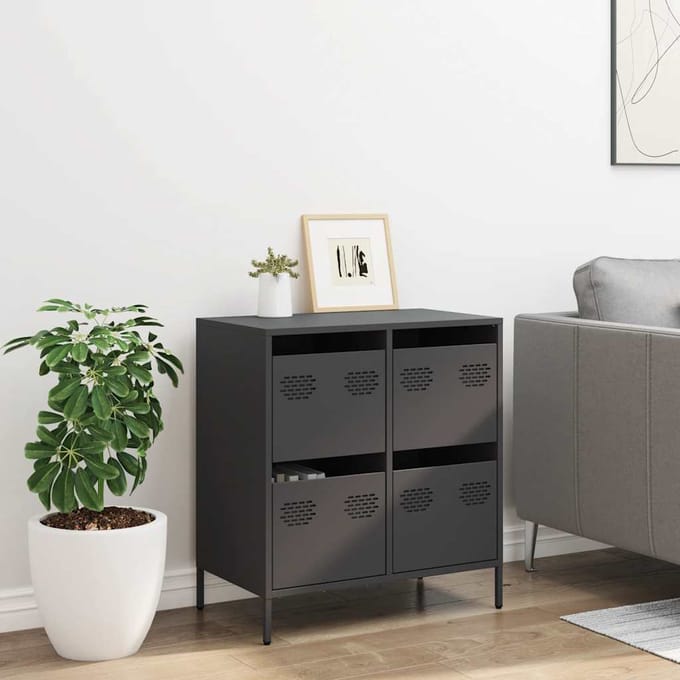 vidaXL - Dressoir - 68x39x73,5 - cm - koudgewalst - staal - zwart
