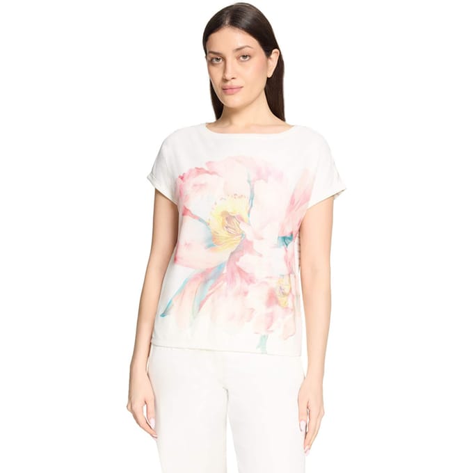 Jersey shirt met netinzet - gebroken wit / rosé - Gr. 38 van Goldner Fashion
