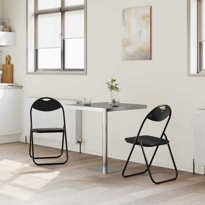 vidaXL - Inklapbare - stoel - 2 - st - Kunstleer - Zwart - 48 - x - 43,5 - x - 81 - cm