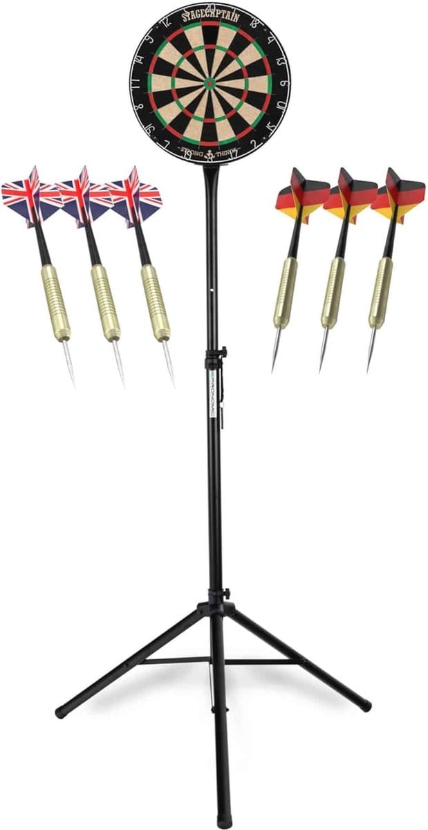 Dartbord set met statief, roterende nummerring en 6 stalen darts