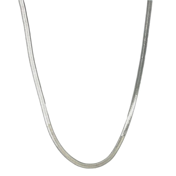 Platte Ketting Herringbone – Edelstaal – Zilverkleurig – Breedte 5 mm - Lengte 61 cm