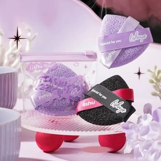lishu  - Sweet Cool Series Face Cleansing Puff - 2 Colors Purple - 1pc