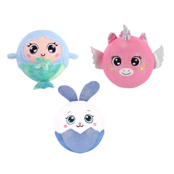 Pluchiez bal bouncing konijn/zeemeermin/ unicorn 23 cm 3 assorti