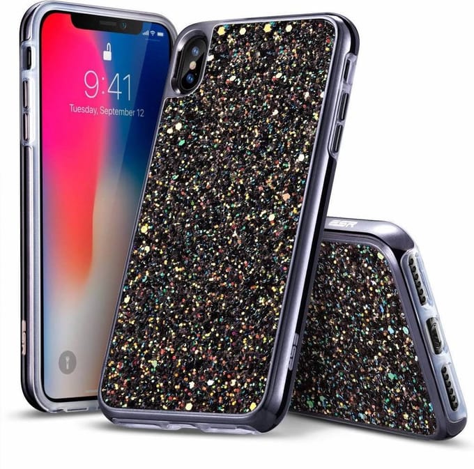 ESR iPhone 8 Plus hoes zwarte glinsters chique design zacht