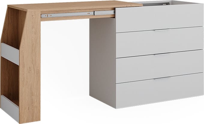 Vicco Knutseltafel Iva, Wit, 98.5-167.5 x 80 x 47 cm uitklapbaar, 4 laden