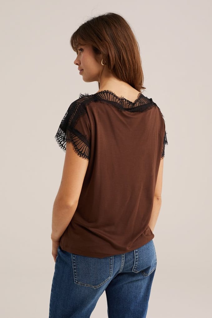WE Fashion Dames jersey T-shirt met kant