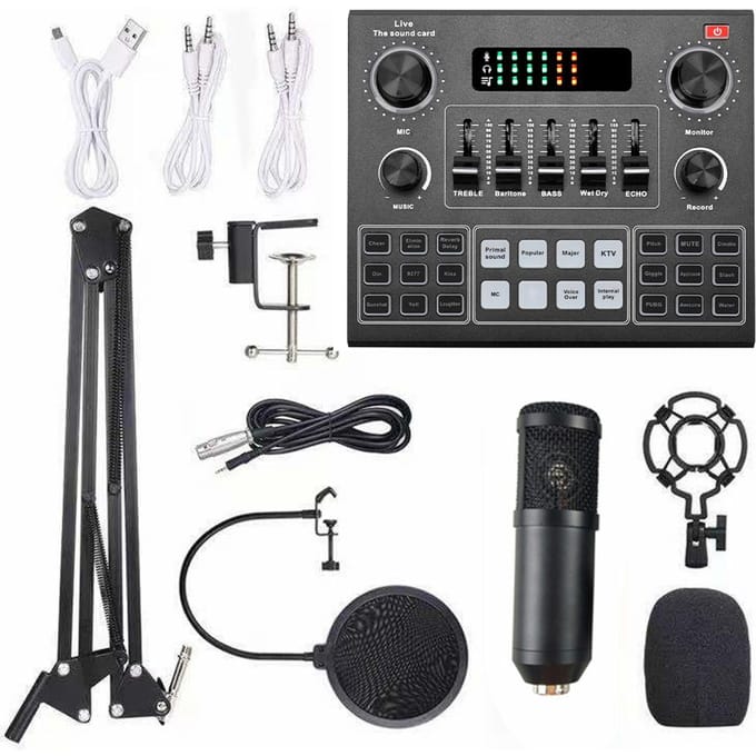 Multifunctionele Live V9-geluidskaart en BM800 ophangmicrofoonset voor uitzendingsopname gray