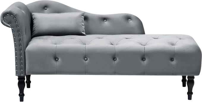 BELIANI IVRY - Chaise longue - Grijs - Linkerzijde - Fluweel