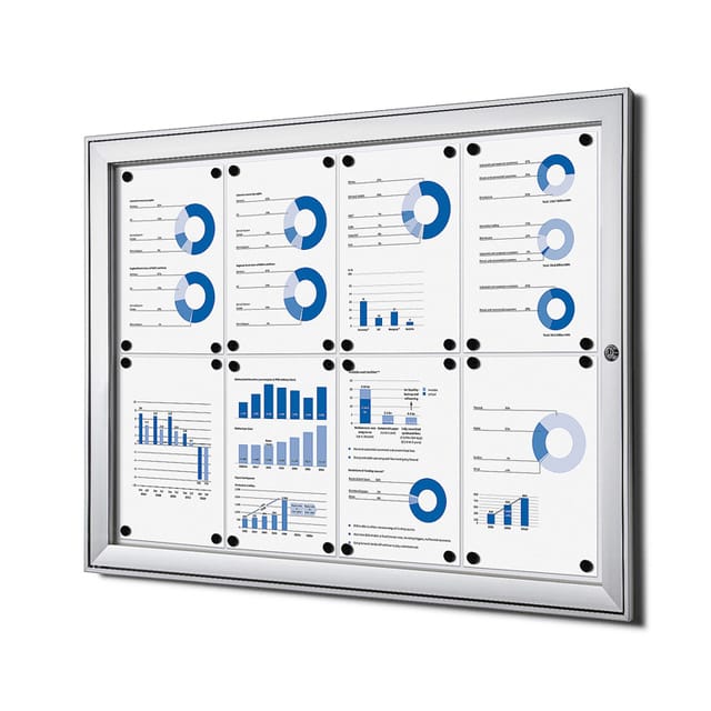 Vergrendelbaar notitiebord indoor zilver 8x a4