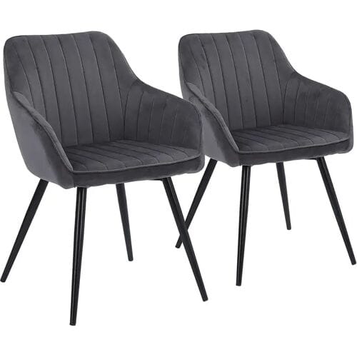 Happy Garden Set van 2 grijze BERTILLE fluwelen stoelen