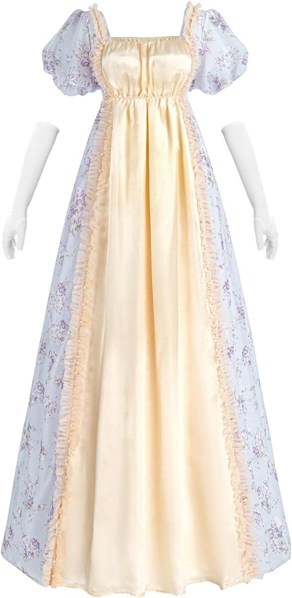 Elegante Empire Taille Jurk Vintage Stijl met Lange Mouwen