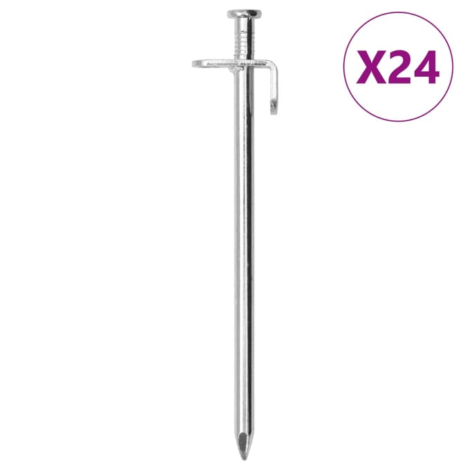 vidaXL - Tentharingen - 24 - st - 8 - mm - 19,5 - cm - gegalvaniseerd - staal
