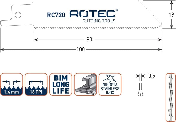 Reciprozaagblad RC720 / S522EF  set 5 stuks