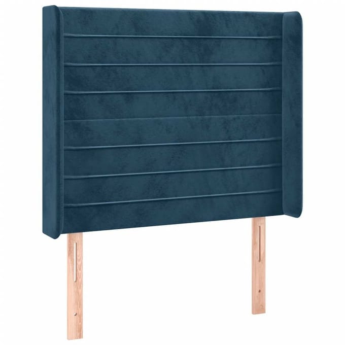 vidaXL - Hoofdbord - met - randen - 103x16x118/128 - cm - fluweel - donkerblauw