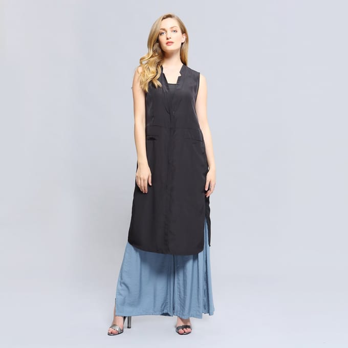 Lange bi-materiële vest