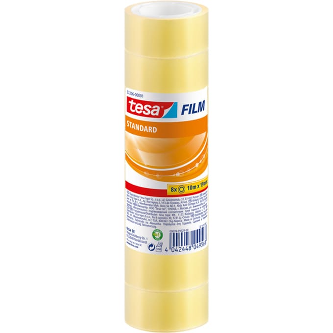 Plakband tesafilm® Standaard 10mx19mm transparant 8 rollen