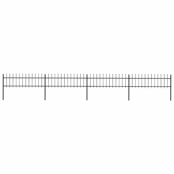 vidaXL - Tuinhek - met - speerpunt - staal - 671x60 - cm - zwart
