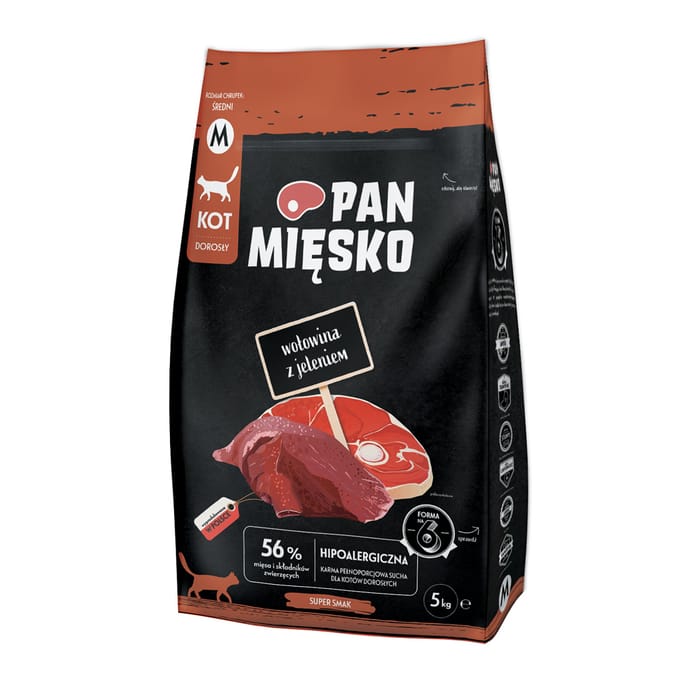 5kg Pan Mięsko Kat Rund met Herten medium droogvoer voor katten