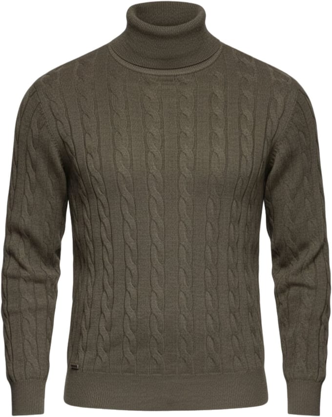 OMBRE Trui - Regular Fit - Katoen - Geen Sluiting Olijf M