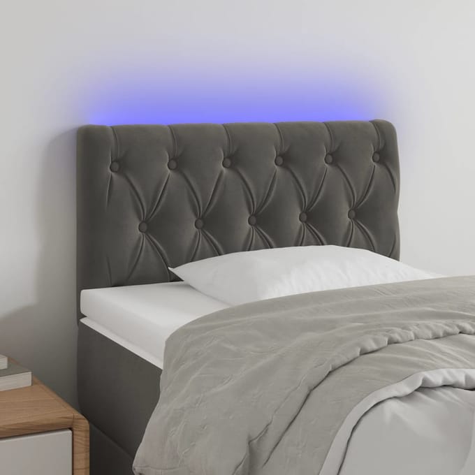 vidaXL - Hoofdbord - LED - 80x7x78/88 - cm - fluweel - donkergrijs