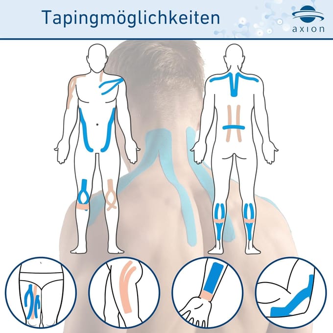axion® - Kinesiologie Tape Set van 2 blauw beige | waterdicht • huidvriendelijk • elastisch •