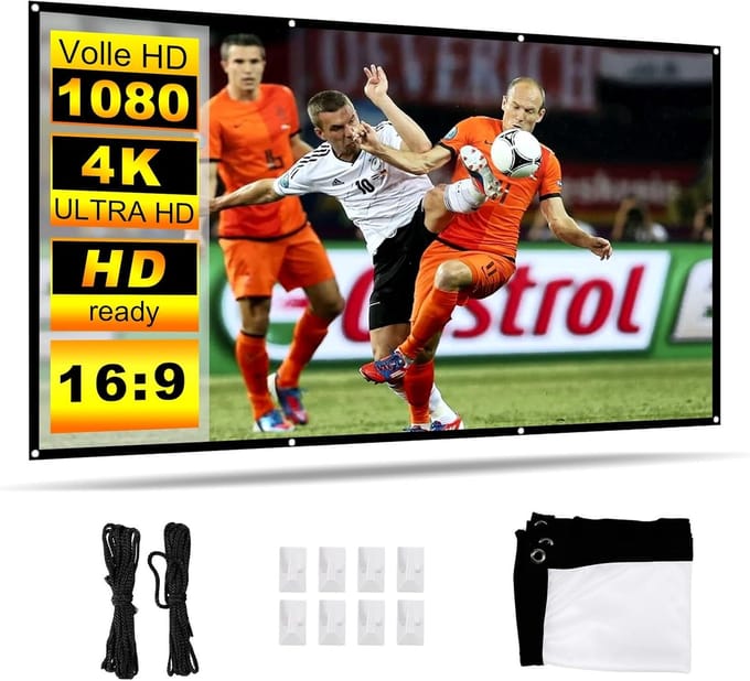 Projectiescherm - Opvouwbaar Scherm - Home Cinema - Kreukvrij Polyester - 120 inch 16:9 - Wit
